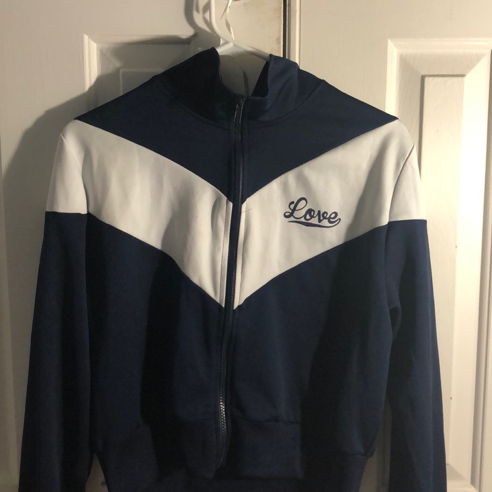 Navy blue zip up w/turtle neck